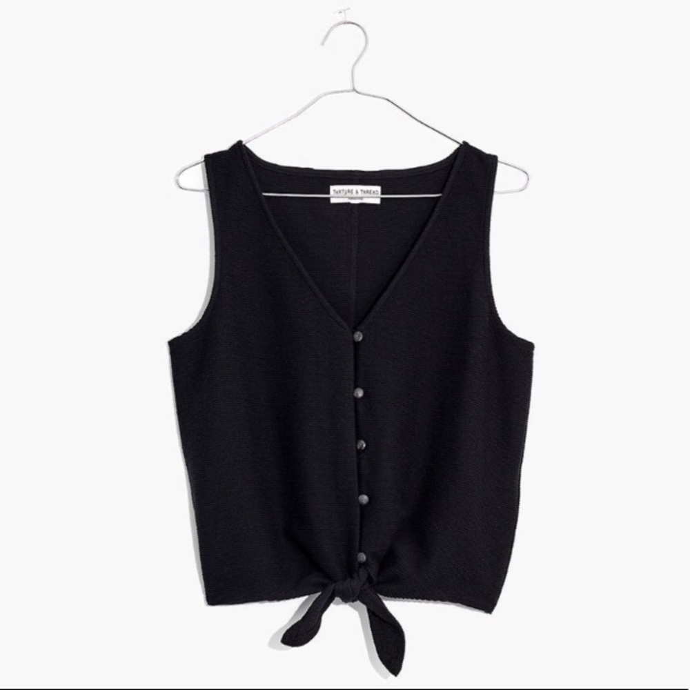 Madewell Texture and Thread Button Front Tie Tank